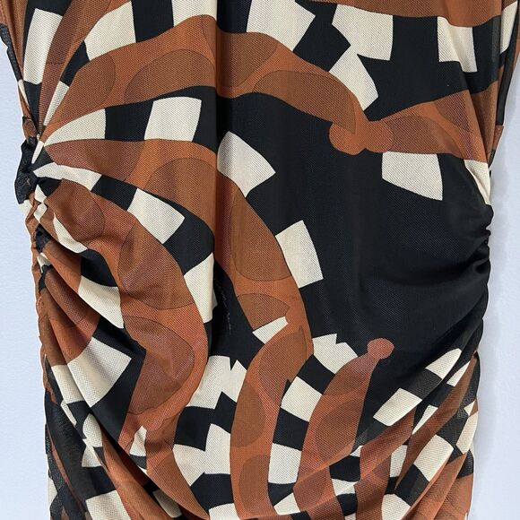 Farm Rio Bananada Black Dark Tulle Midi Dress Bananada Black Size Small Bodycon - Picture 5 of 9